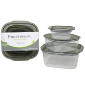 Wholesale - 3pc SQUARE FOOD CONTAINER SET PAC-IT FRESH C/P 48, UPC: 887030780030